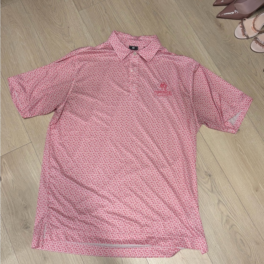 FootJoy Men's Pink Geometric Polo Shirt